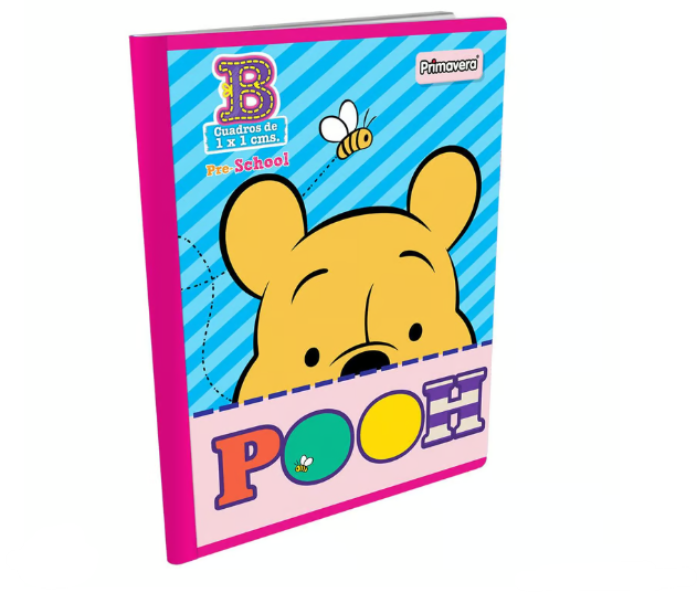 Cuaderno "B" Cuadritos Winnie Pooh, - 100 HojasCuadros 1x1
