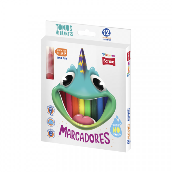 Marcadores Lavables Scribe, Trazo fino x 12