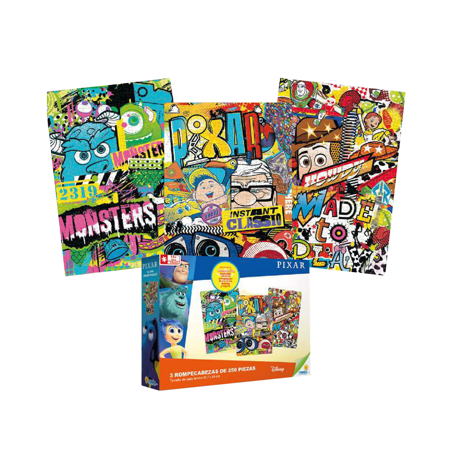 Rompecabezas x3 - 250pzs, PIXAR