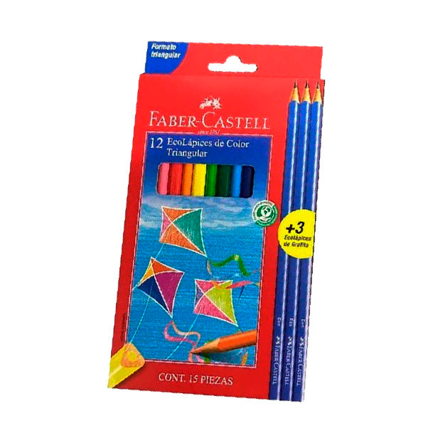 Colores Faber-Castell Triangulares x12 + 3 Lápices Grafito