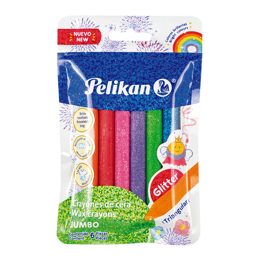 Crayones Glitter x 6 - Pelikan
