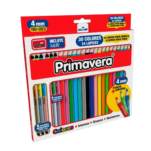 Colores Primavera x 30 (18 Lápices + 6 Doble Punta)