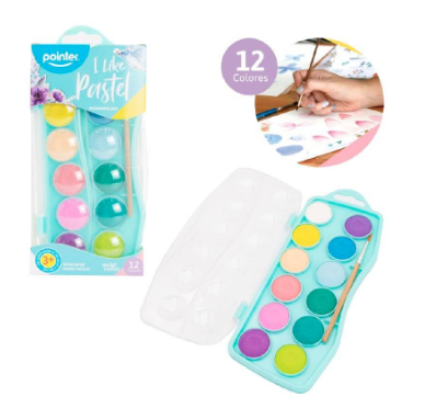Set acuarelas pasteles + Pincel - Pointer