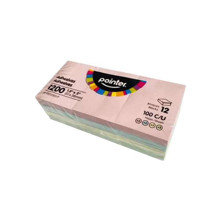 Memos Pasteles 12 bloques de 51x38mm - Pointer