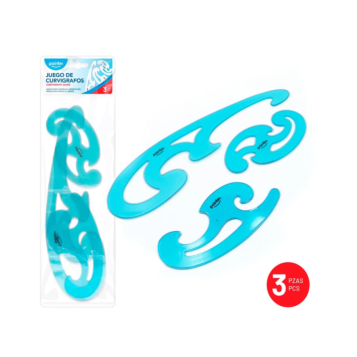 Juego Curvígrafos 3pcs - Pointer