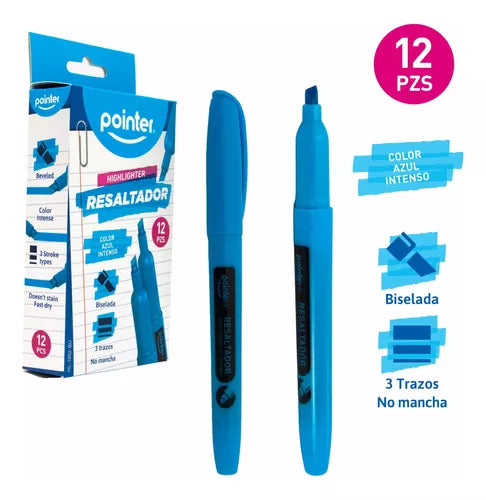 Resaltador delgado Azul Intenso - Pointer