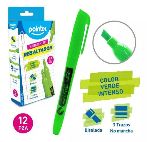Resaltador delgado Verde Intenso - Pointer
