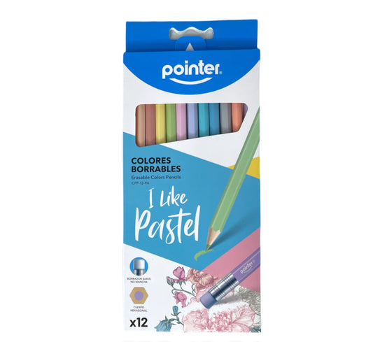Lápices de Colores Pastel, Borrables - Pointer