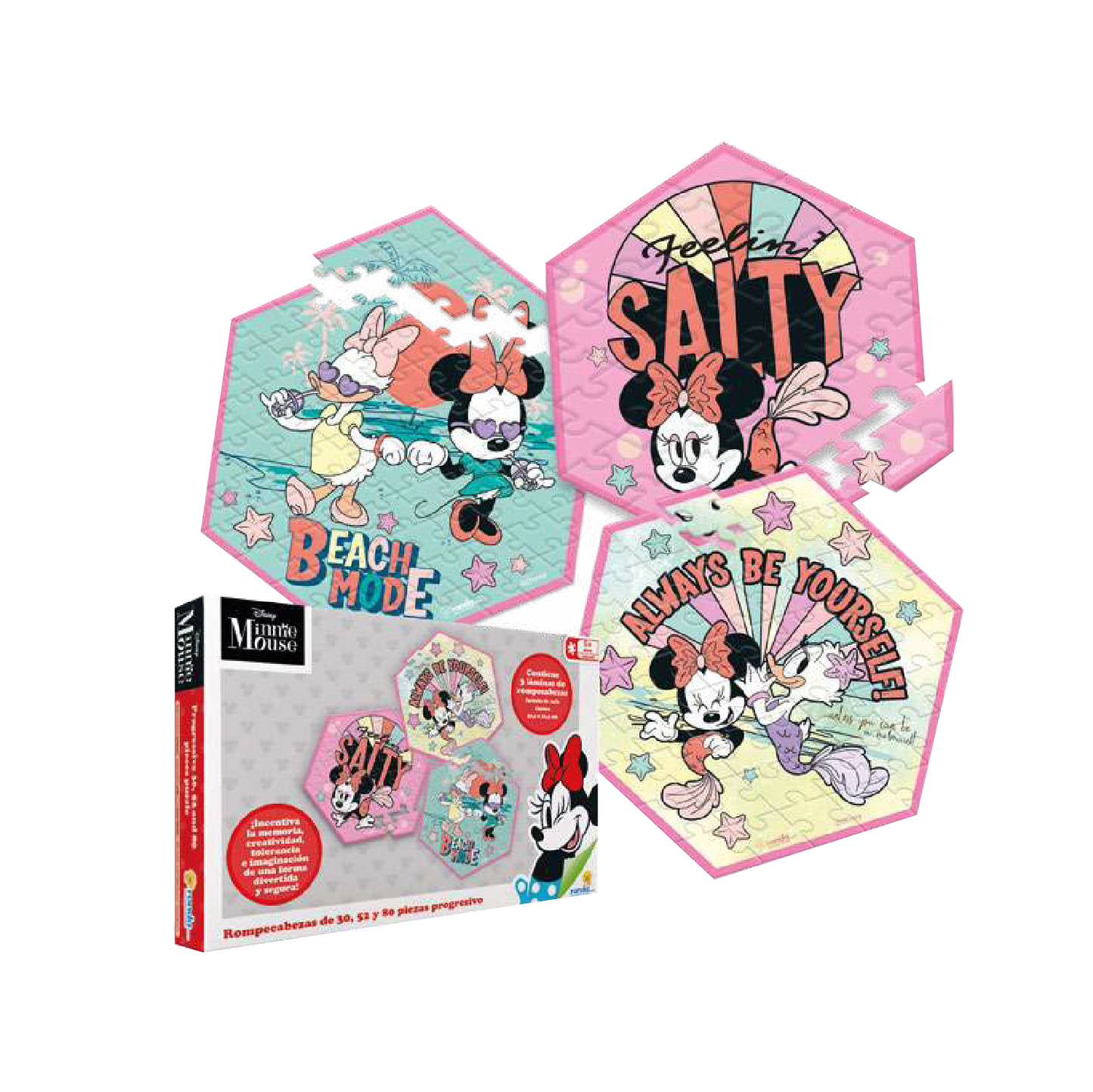Rompecabezas x3, 30-52-80 pzs - Minnie