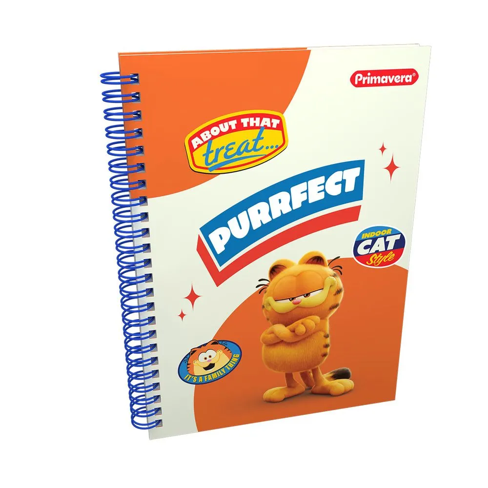 Cuaderno Primavera 80Hojas Rayado - Argollado Pasta Dura - 21.5x1.5cm, Garfield