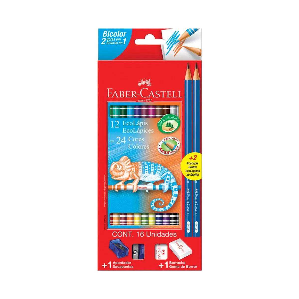 Colores triangulares Doble Punta 12/24 + 2 lápices de grafito - FABER-CASTELL