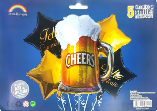 Bouquet FIesta Cerveza Globos Foil x5