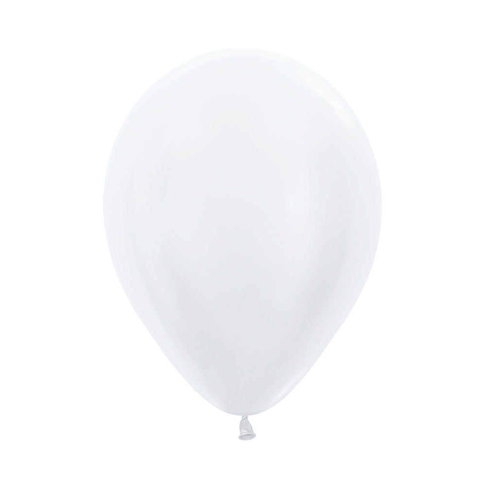 Globos r9 x12 satín blanco perlado Sempertex