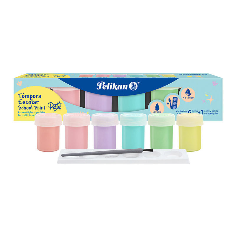 tempera escolar tonos pastel set x6 Pelikan