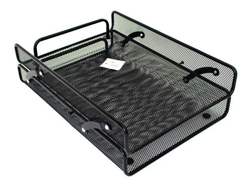 Papelera escritorio ref. hy6303 malla doble metal negra