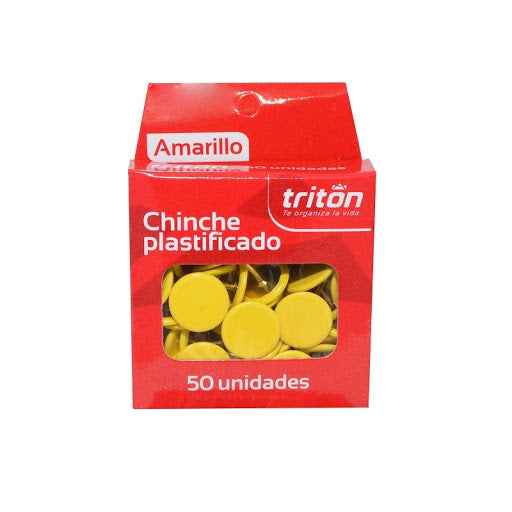 chinche plastificado caja x50 unidades color amarillo Tritón
