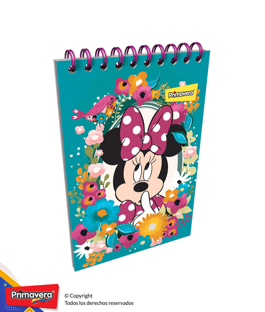 libreta de notas argolladla minnie y mickey mouse vertical 80 hojas Primavera