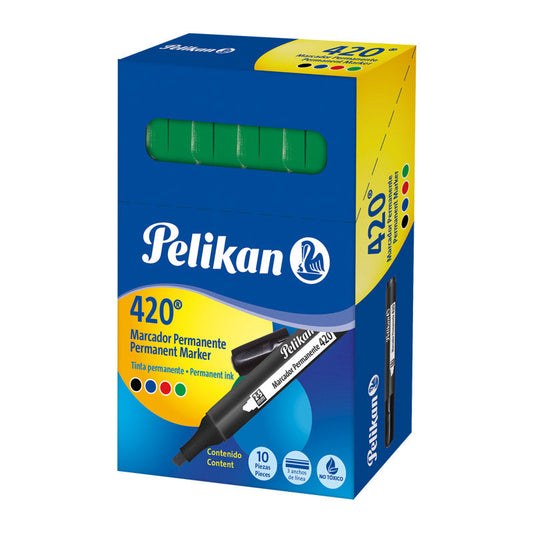 Marcador grueso permanente 420 verde Pelikan
