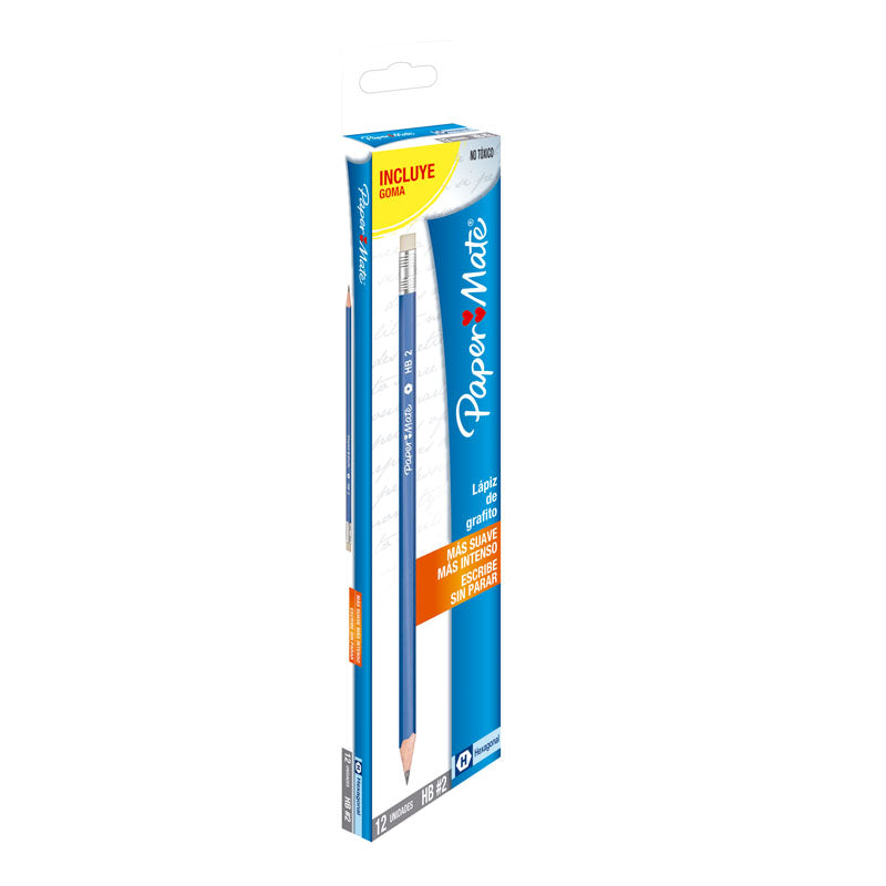 lapiz hexagonal de grafito hb n°2 negro Paper Mate