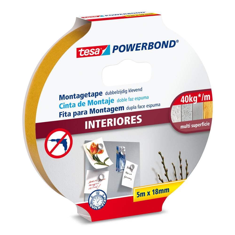 Cinta Pegante espuma doble faz power bond 5x18 Tesa