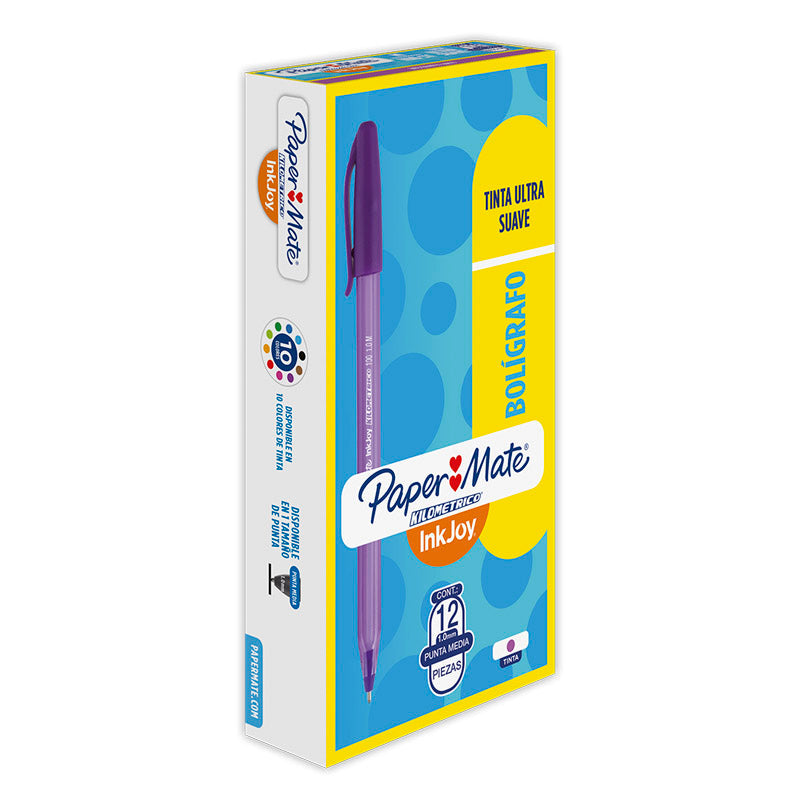 boligrafo inkjoy 100 cristal morado kilometrico