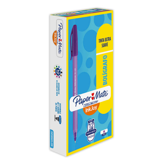 boligrafo inkjoy 100 cristal morado kilometrico