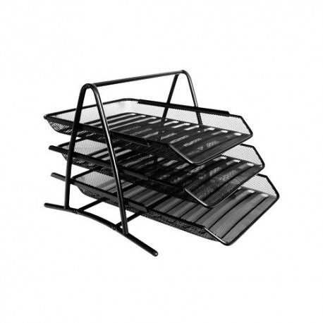 Papelera escritorio ref. hy6303-3 malla triple color negro