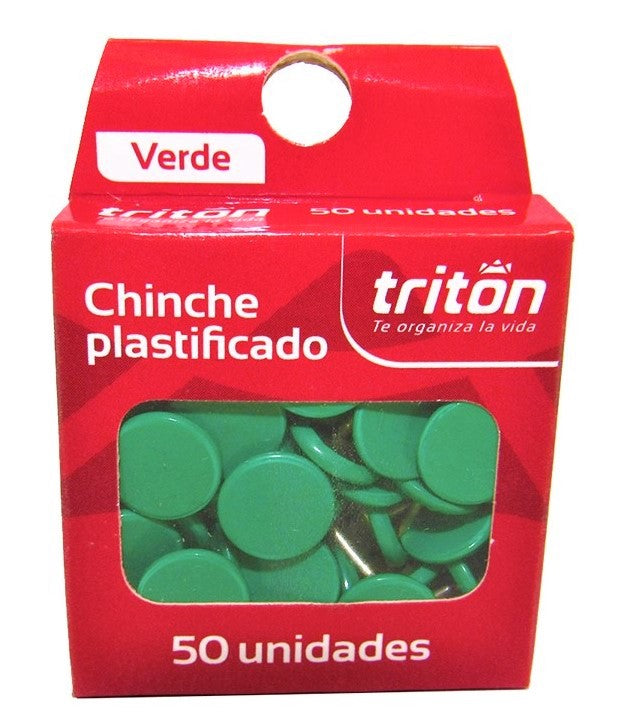 chinche plastificado caja x50 unidades color verde Tritón