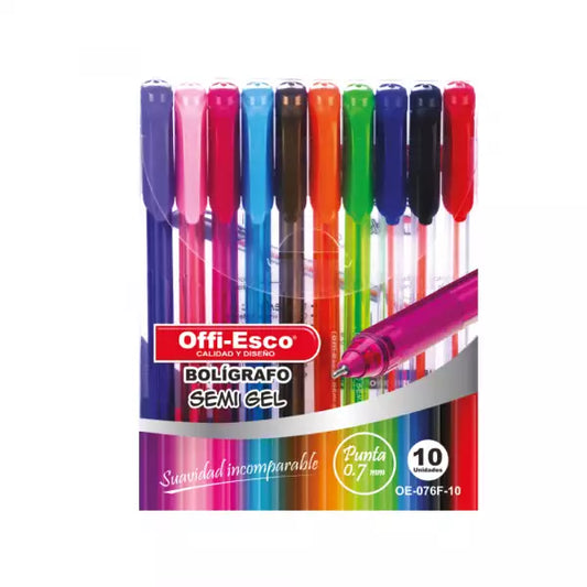 Set Bolígrafos Semi Gel - Colores Varios - Offi Esco