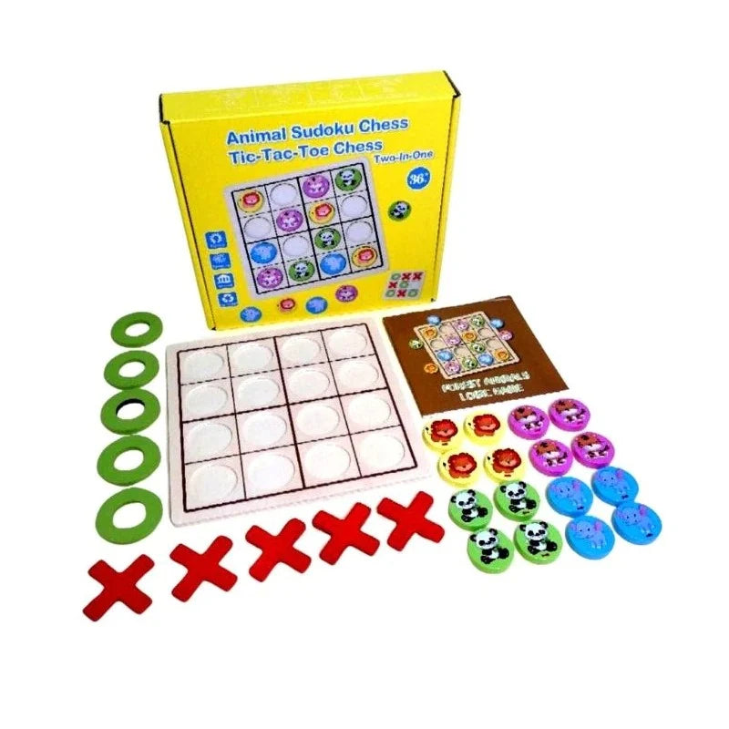 Juego Didáctico 2 en 1 - Sudoku Animal, Tic Tac Toe