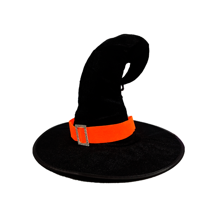 Sombrero Bruja Halloween Negro/Naranja