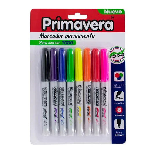 Marcadores Primavera 4mm Colores Intensos x8