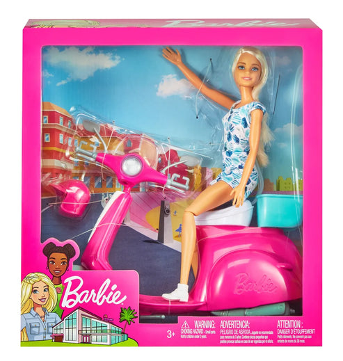 Muñeca Barbie Paseo Sobre Ruedas Barbie  x 1 La Muñeca Barbie Paseo Sobre Ruedas es perfecta para los niños que sueñan con explorar el mundo sobre una elegante motoneta. Con su diseño en tonos rosa y blanco, su canasta trasera y ruedas funcional