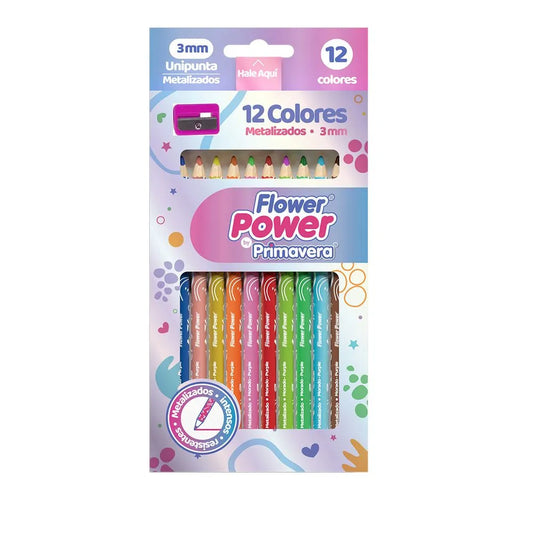 Colores Flower Power x12, Metalizados - Primavera