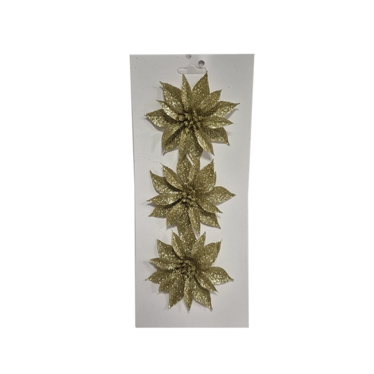 Flores Doradas Navideñas x3 - Decor