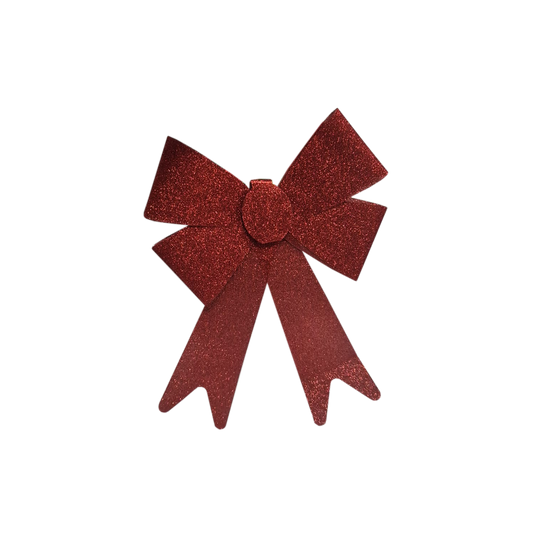 Moño Navideño Escarcha Rojo - Mediano