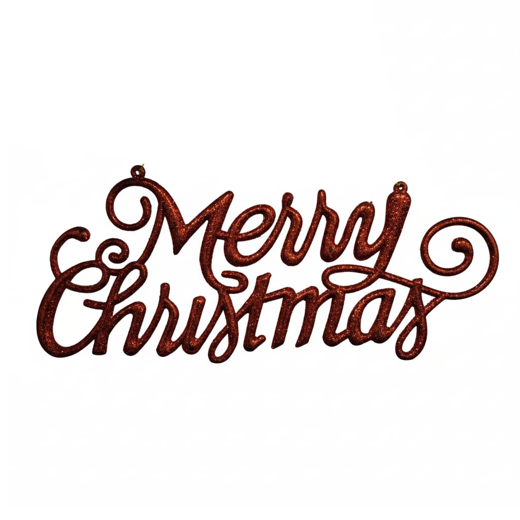 Adorno Merry Chrismas Escarcha Rojo - Med