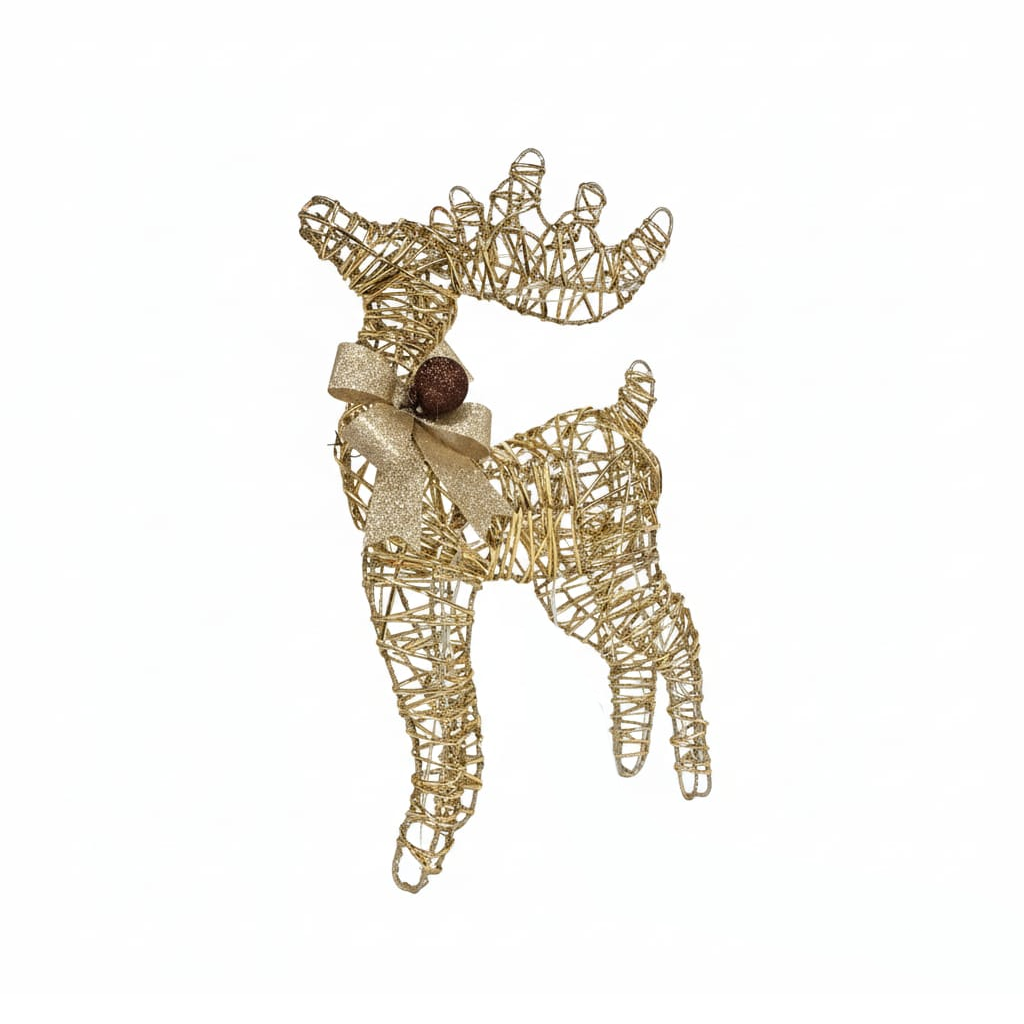 Reno Navideño 40Cm, Con Luz Dorada