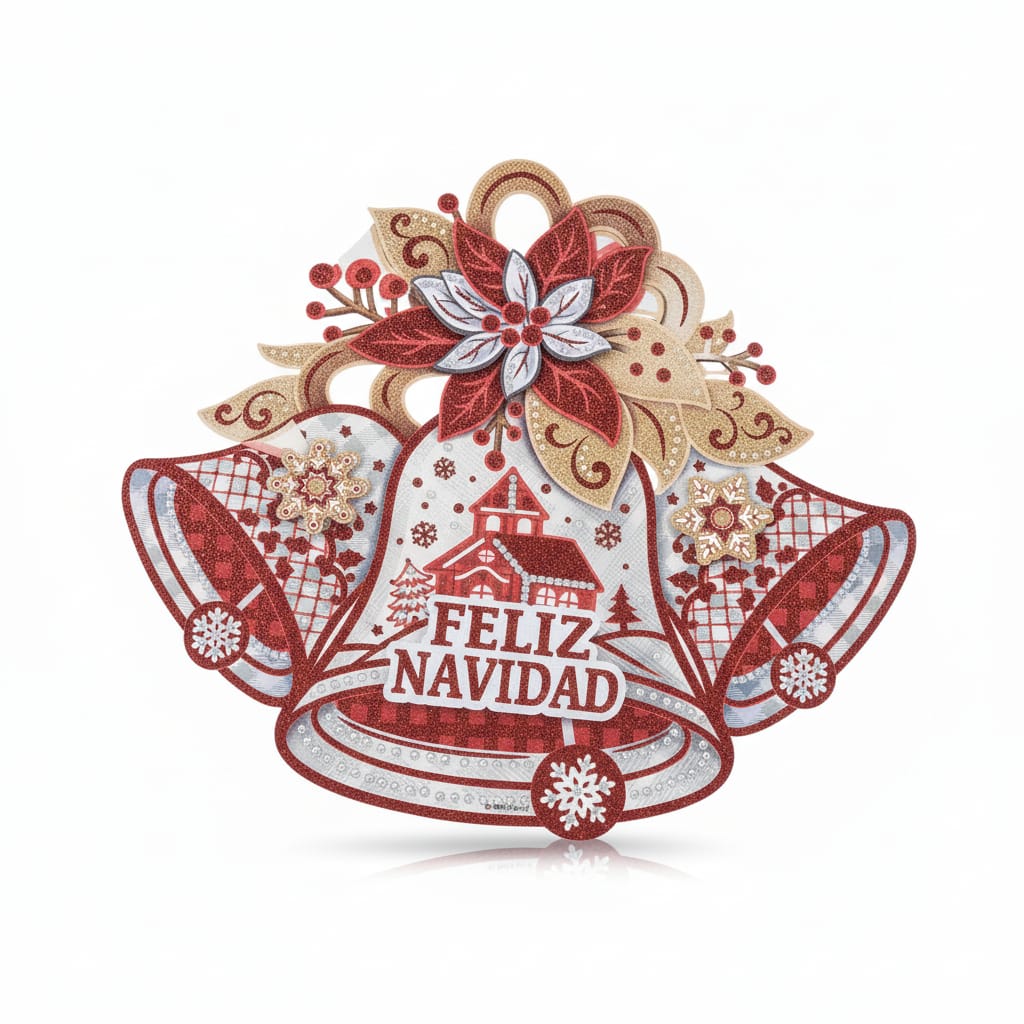 Cartel Grande FELIZ NAVIDAD CAMPANAS 60x50cm