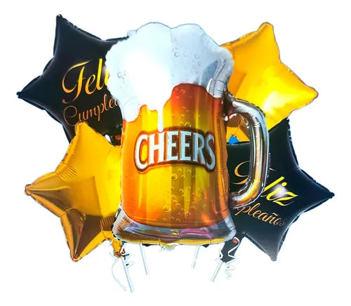 Bouquet FIesta Cerveza Globos Foil x5