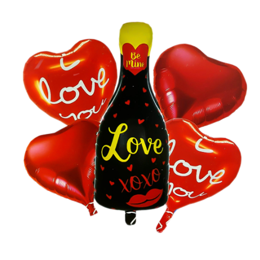 Globo Bouquet Botella Love x5Pcs