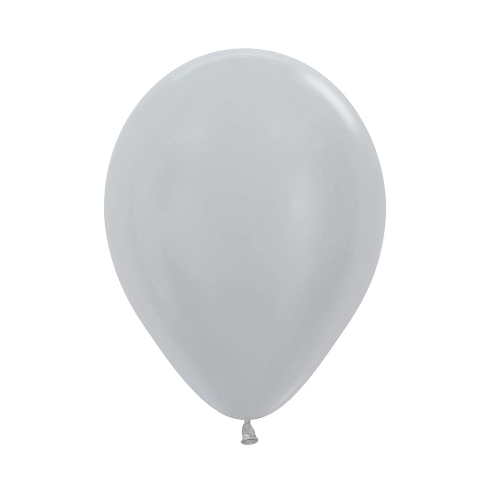 Globos r12 x12 satín plata Sempertex