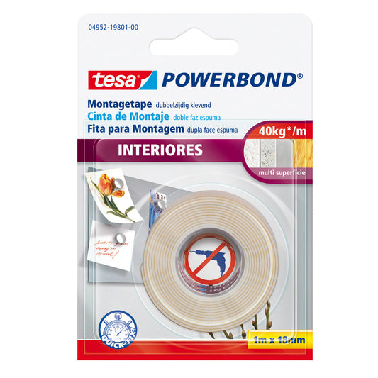 Cinta Pegante espuma doble faz power bond 18x1Tesa