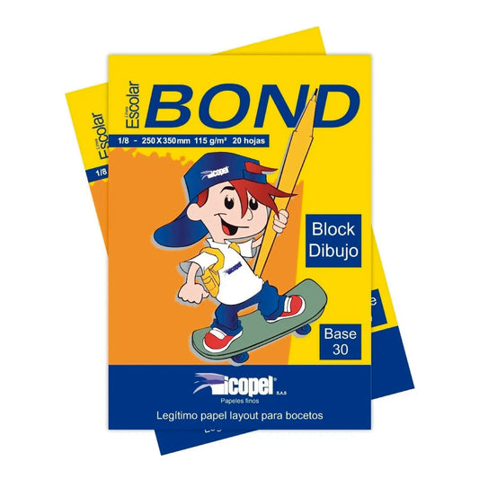 block Papel bond 115 grs base 30 1/4 * 20 hojas - Icopel