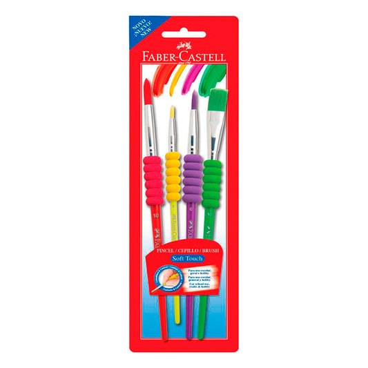 pinceles soft touch, blíster x 4 Faber-Castell