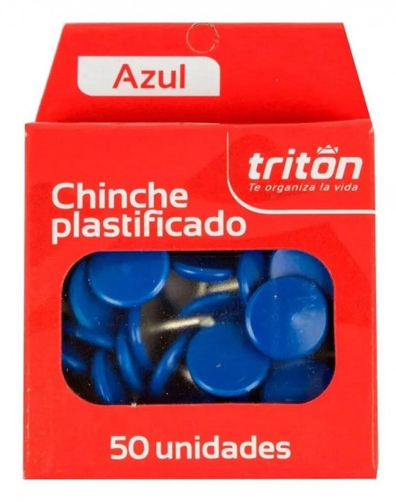 chinche plastificado caja x50 unidades color azul Tritón